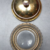 2 old-cut glass jars with gold-plated lid