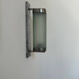 Vintage tubular wall lamp, chrome and sandblasted glass, France 1940
