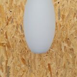 Oval pendant light in white opaline 1960