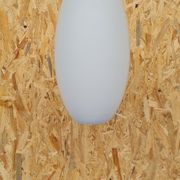 Oval pendant light in white opaline 1960