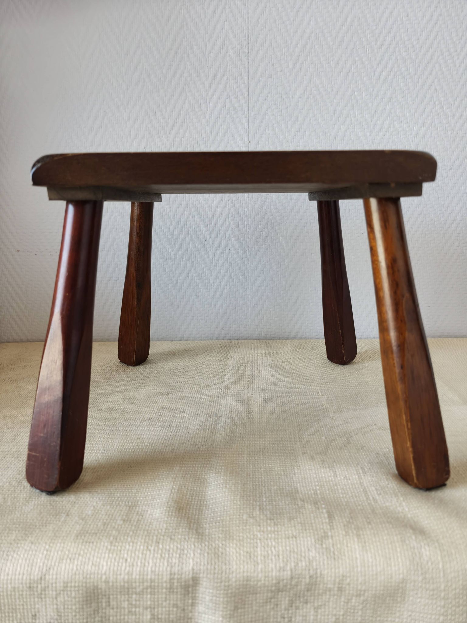 Wooden stool in Scandinavian style, handcrafted, circa 1960.