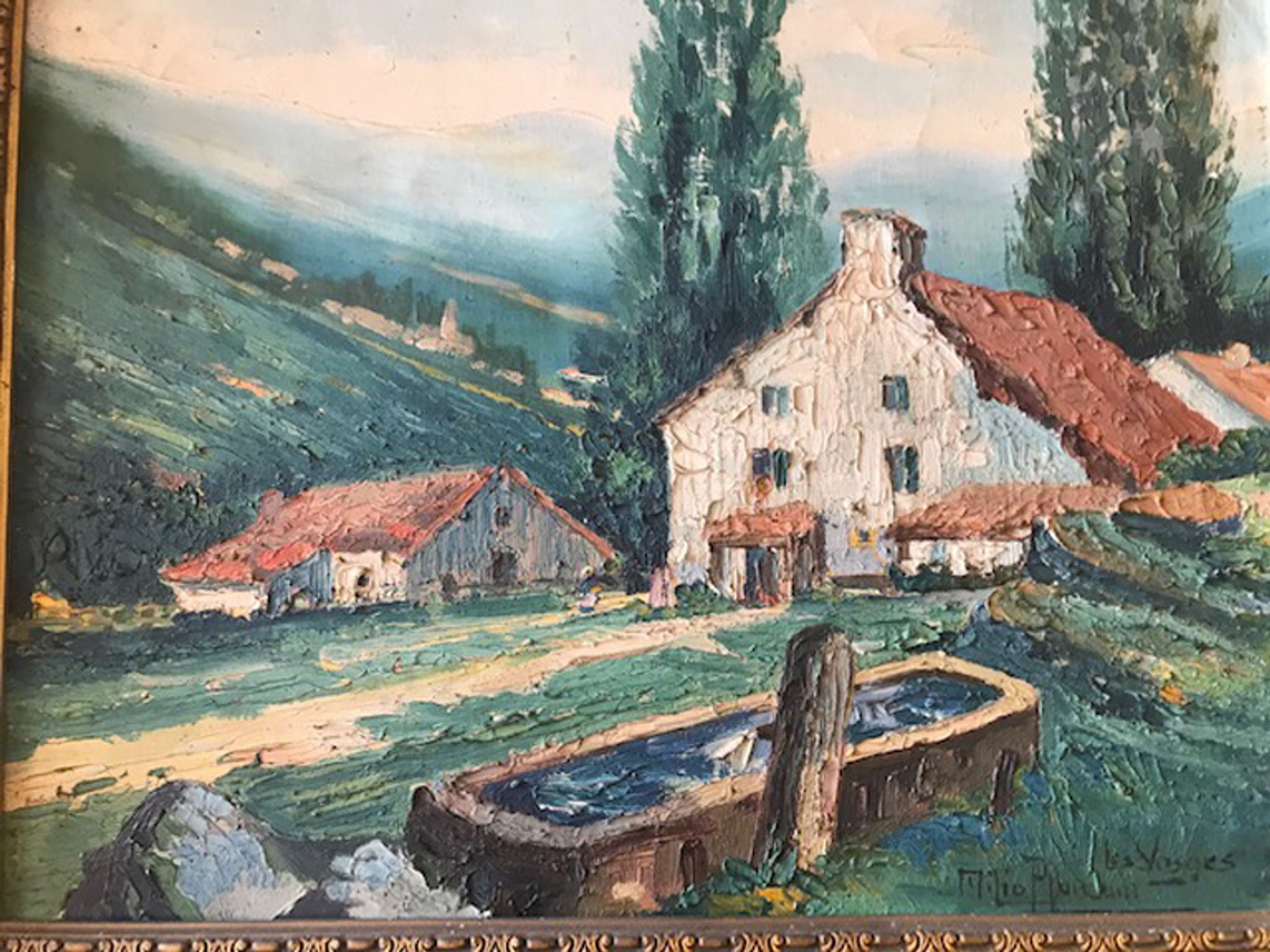 Oil on canvas painting landscape of the vosges signed Milio Burquin