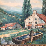 Oil on canvas painting landscape of the vosges signed Milio Burquin