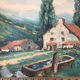 Oil on canvas painting landscape of the vosges signed Milio Burquin