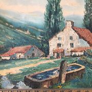 Oil on canvas painting landscape of the vosges signed Milio Burquin