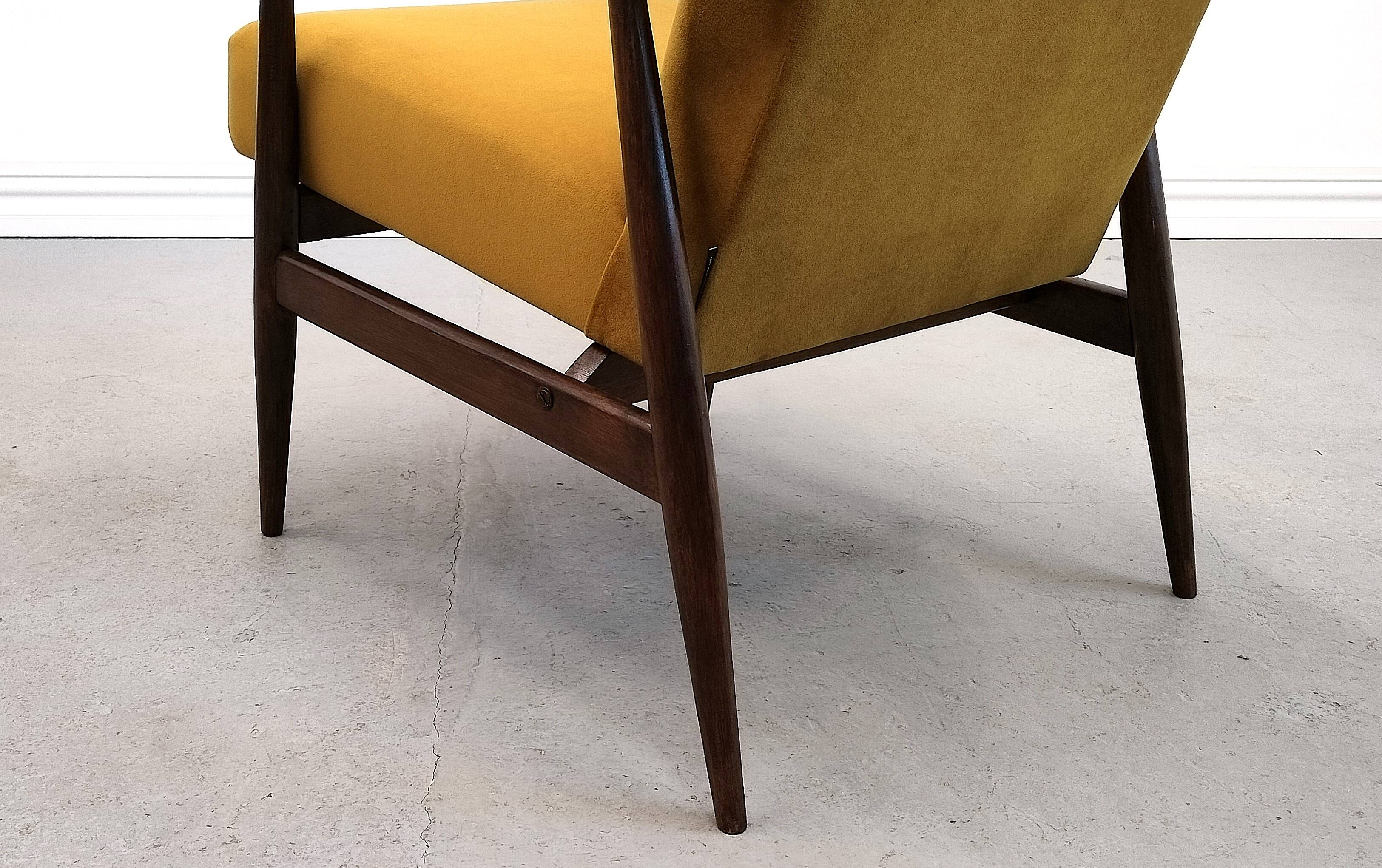 1960 Henryk Lis Mid Century armchair in Goldenrod velvet