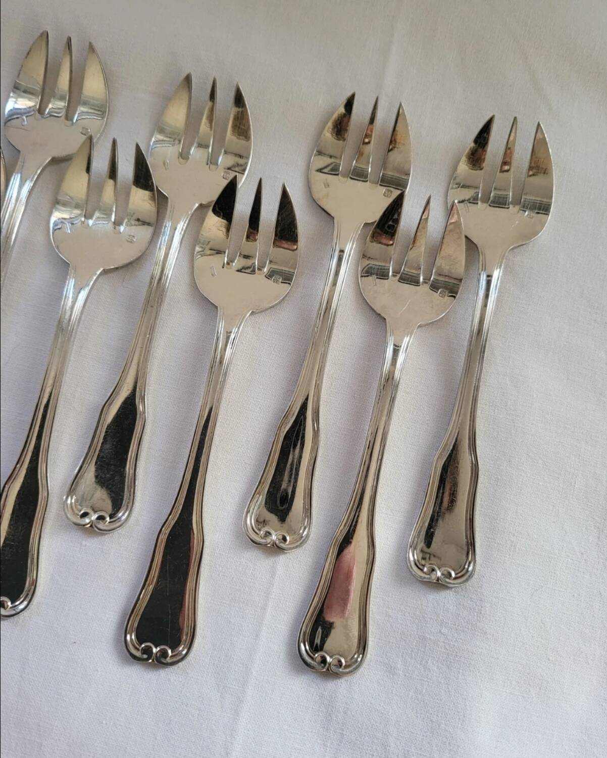 12 Silver-plated Oyster Forks from Ravinet d'Enfert