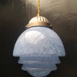 Speckled blue opaline pendant light