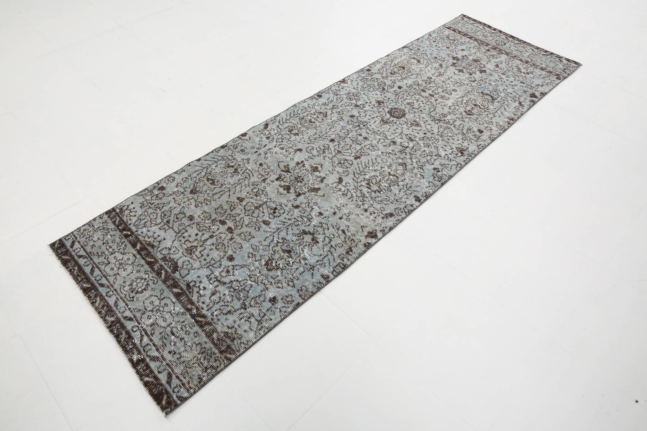 3x9 Rug For Kitchen Gray Vintage Runner Rug, 82x266Cm SK 3397