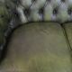 English Chesterfield 2-seater sofa in green cowhide leather