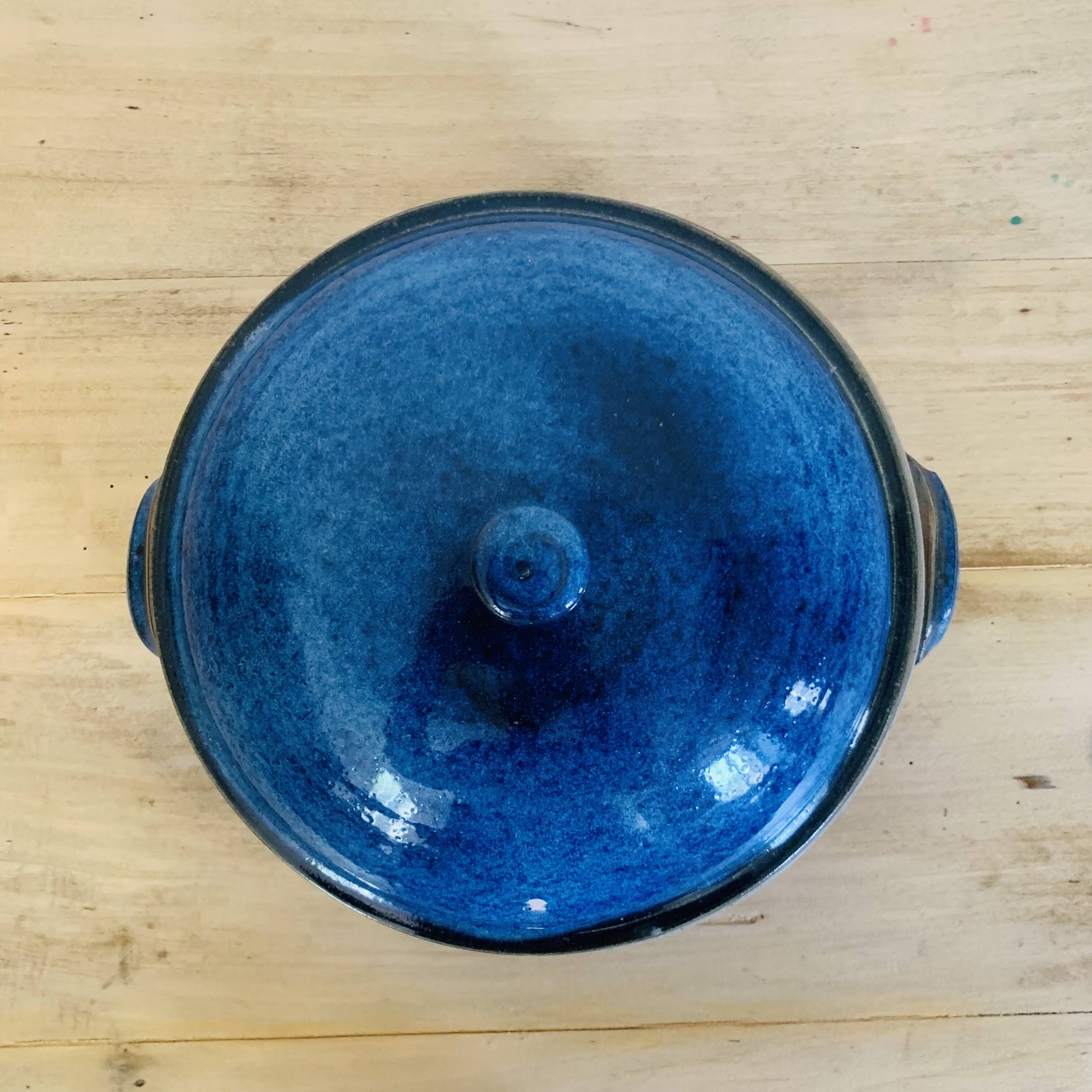 Blue glazed stoneware tureen