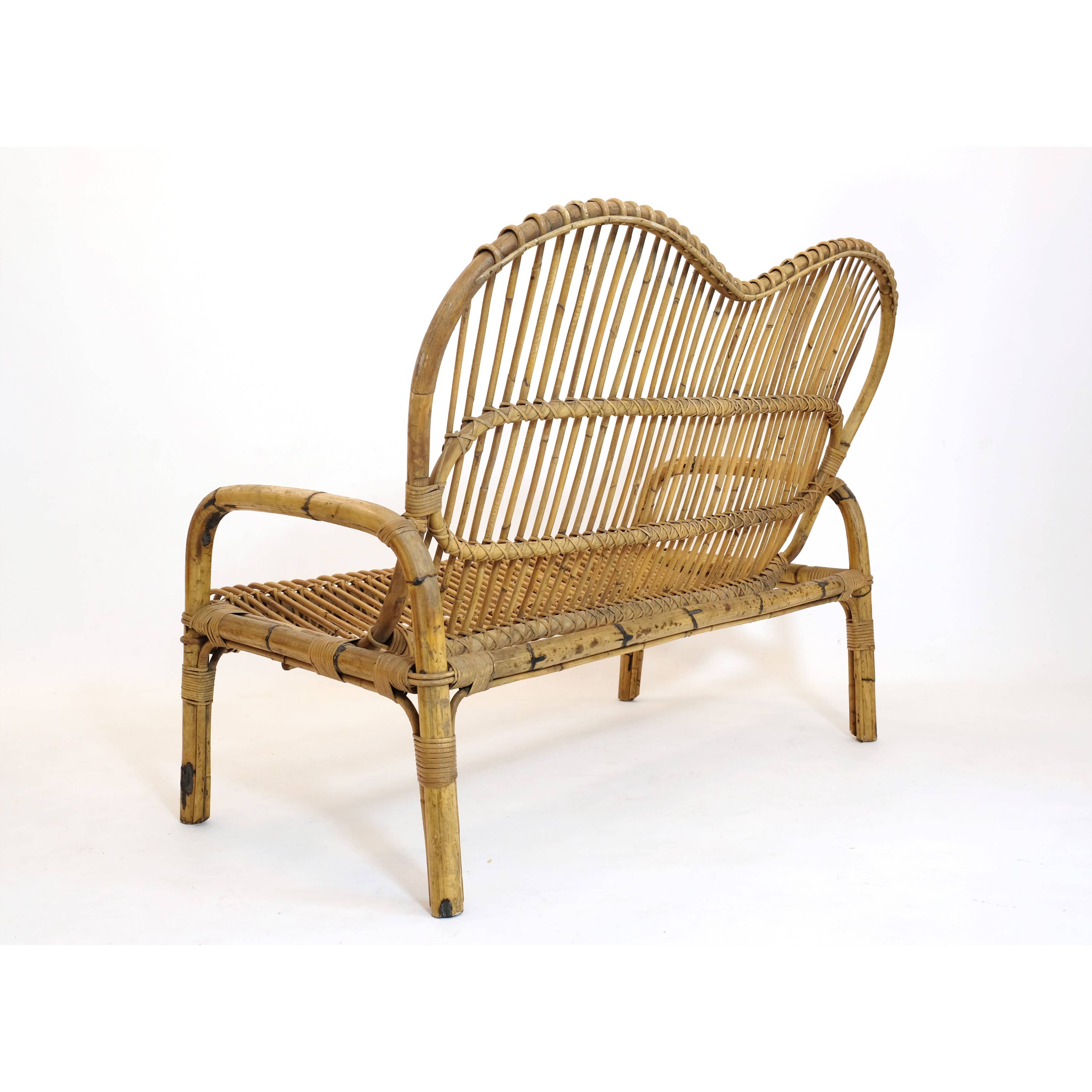 Canapé en rotin italien des années 60