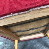 Vintage red cocktail armchair with compass feet