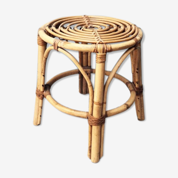 Tabouret en rotin vintage