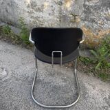 Effezeta armchairs, Italian design from the 70s, in chrome and black leatherette