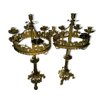 Pair of 7-light bronze candelabra mid-19th century