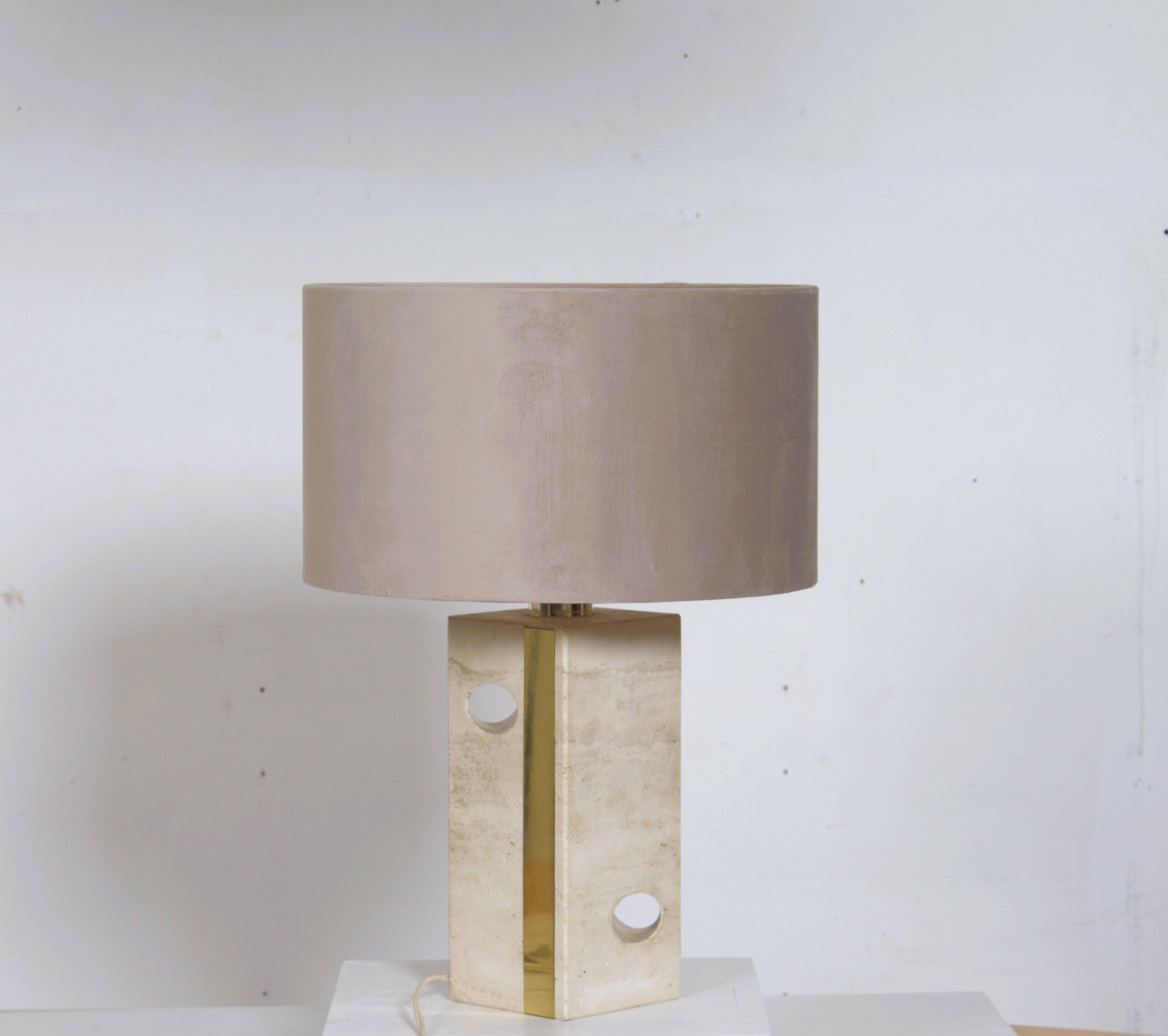 Vintage travertine table lamp attributed to Fratelli Mannelli, Italy, 1970s