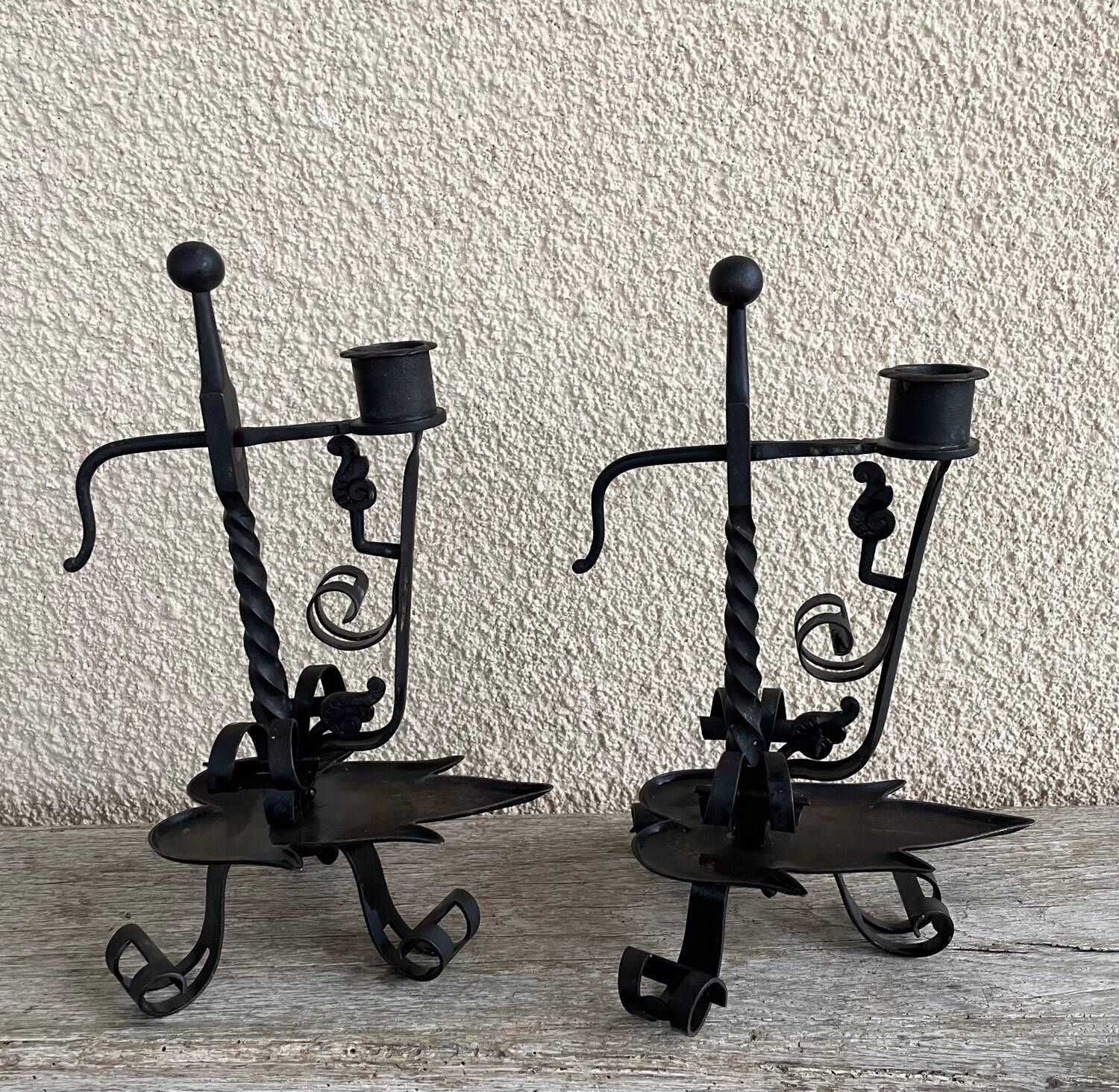 ARTS & CRAFTS PAIR OF CANDLESTICKS