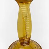 Art Deco amber glass candle holder