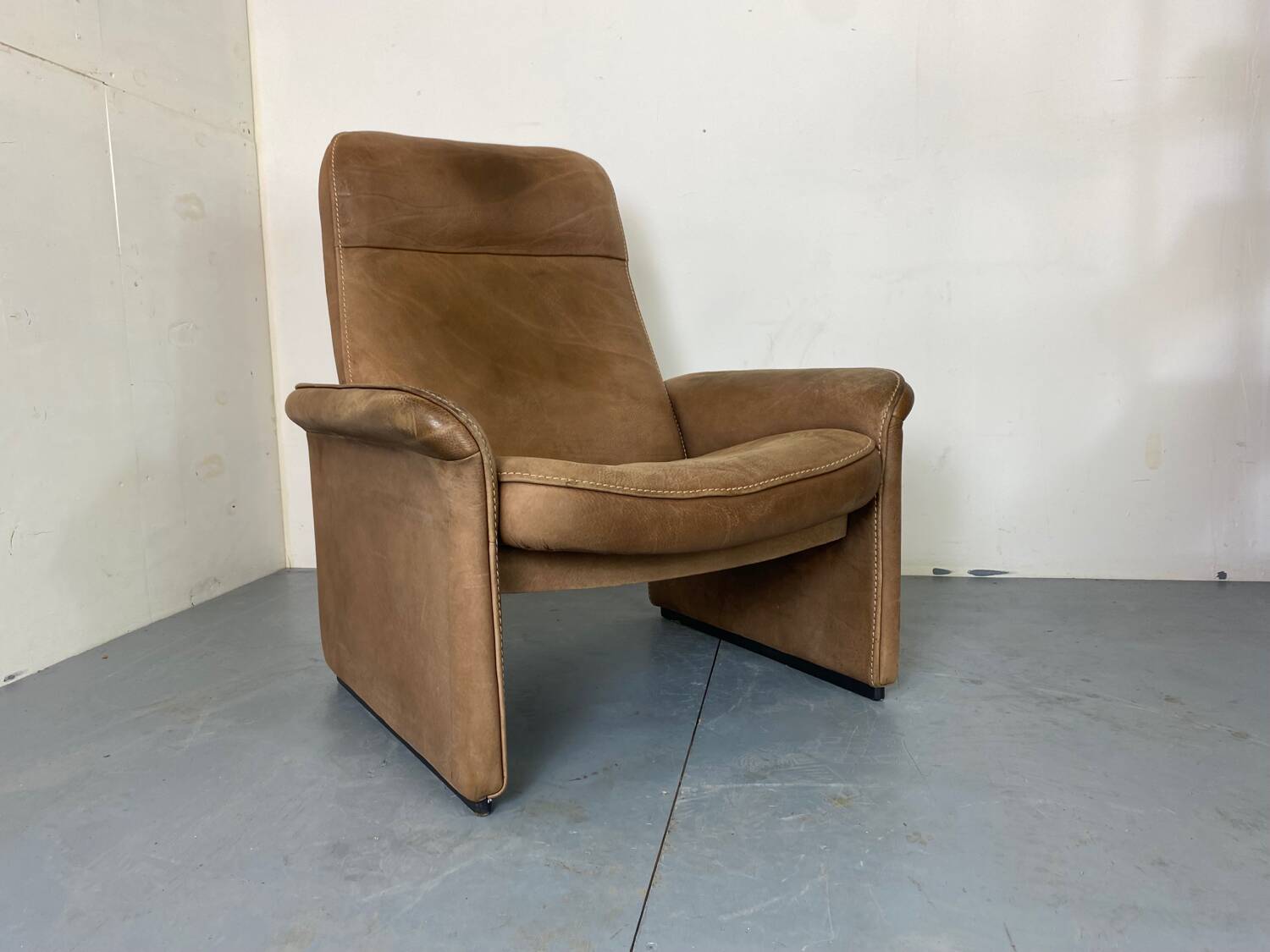 Fauteuil Modèle DS50 Mid-Century Brutaliste Moderniste en Cuir de de Sede, 1960s