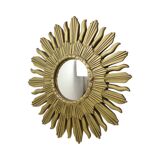 Miroir Soleil Vintage Miroir Sunburst Convexe Résine Dorée 48cm