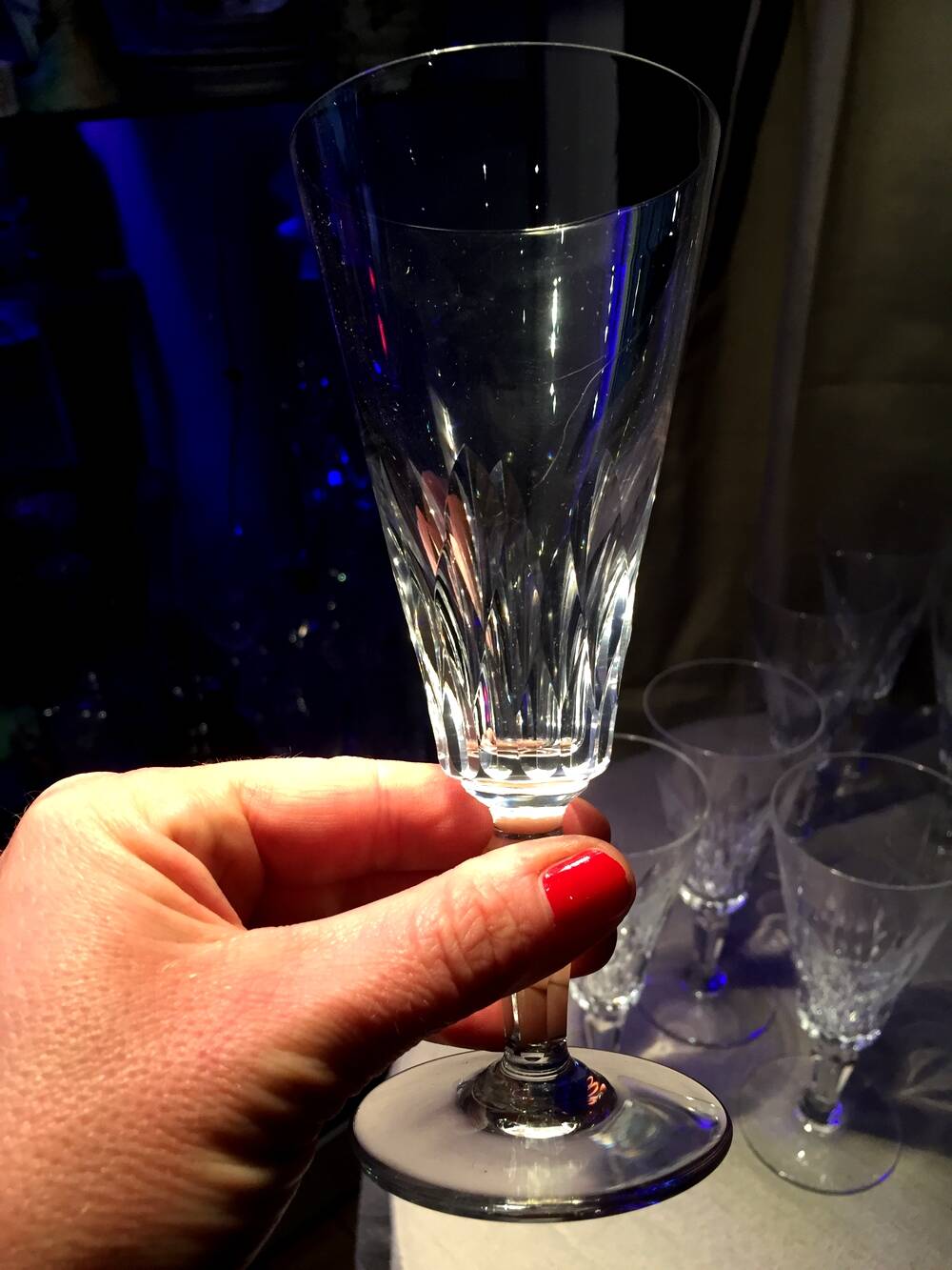 Suite of 16 champagne flutes in baccarat crystal carcassonne model