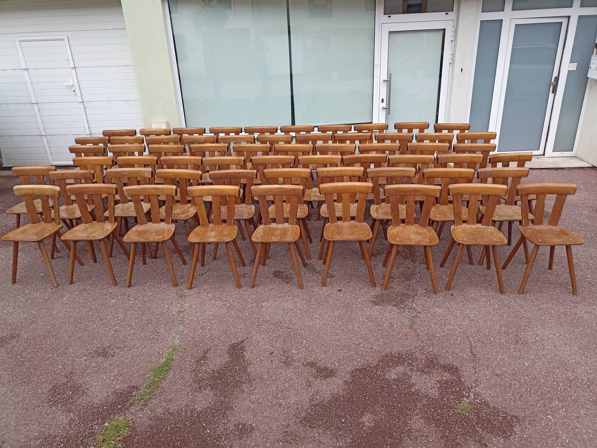 Set of 60 bistro cafe bar restaurant chairs - wood - vintage