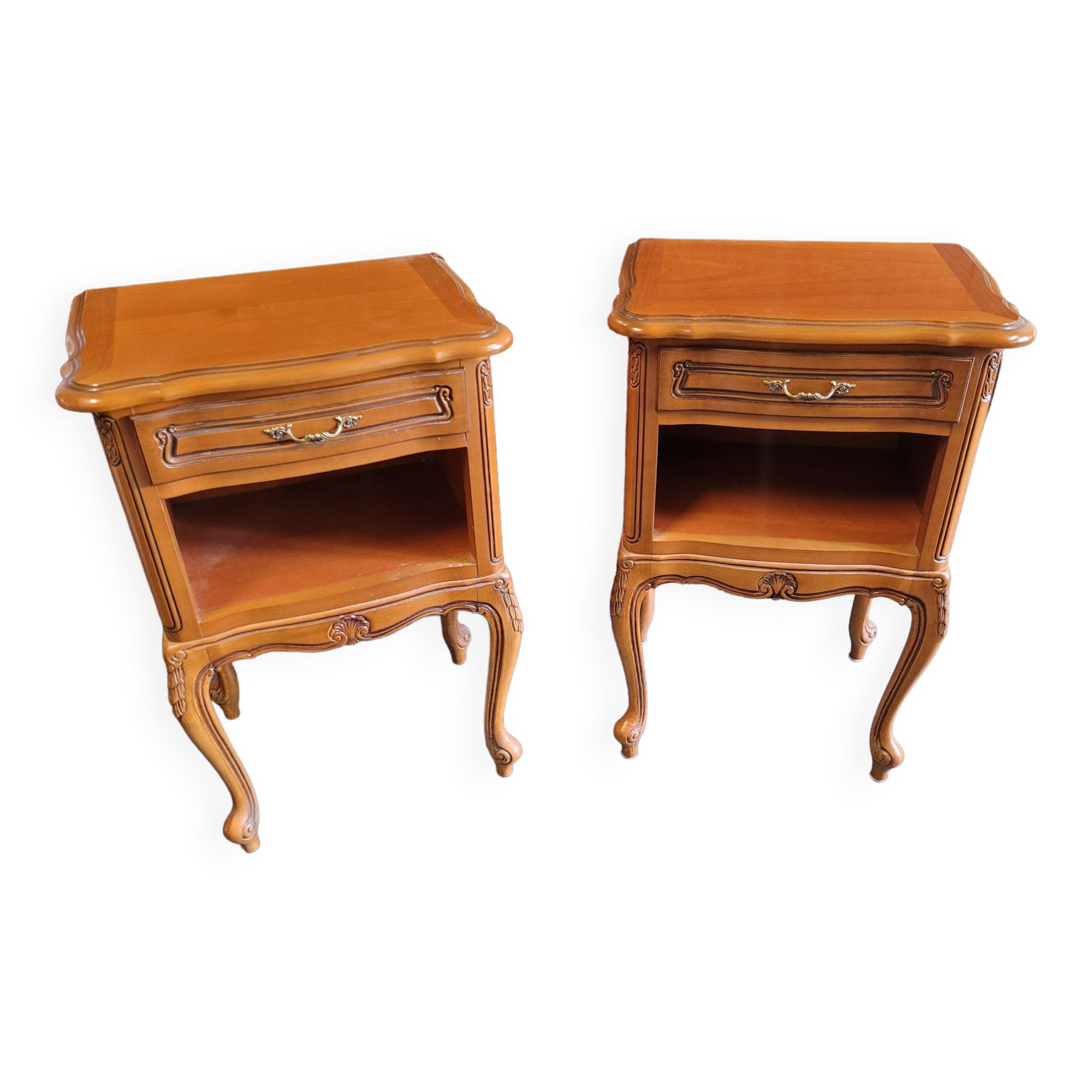 Pair of Louis XV style cherry bedside table