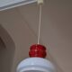 White and red opaline glass chandelier vintage 1970 space age