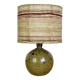 Pyrite stoneware ball lamp with vintage wool lampshade