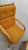 Living room sofa, 2 armchairs and a vintage rattan coffee table from the 1950s.