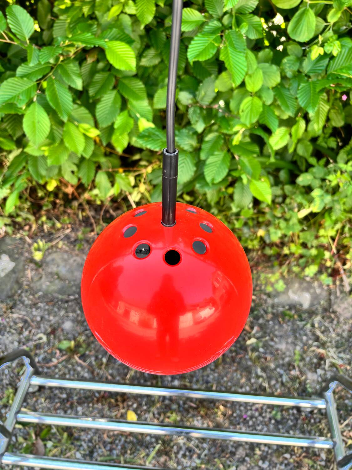 Orange metal eye ball pendant light by LITA vintage 1970