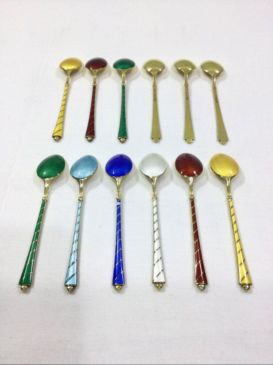 Denmark - Enamelled Moka Vermeil Spoons
