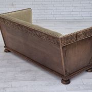 Canapé courbé danois des années 1950, mobilier en velours, bois de chêne.