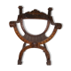 Fauteuil curule dit Dagobert néo renaissance fin XIXe bois clair