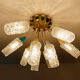vintage lamp ceiling lamp, 50 years, brass glass, blue beige gold