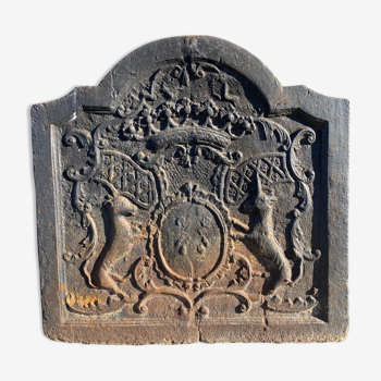 Plaque de cheminée licorne de château