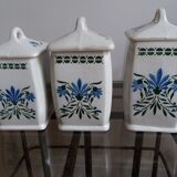 6 spice pots in art nouveau faience