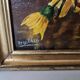 Tableau Huile sur Isorel - Bouquet aux fleurs jaunes Signé Rervillard