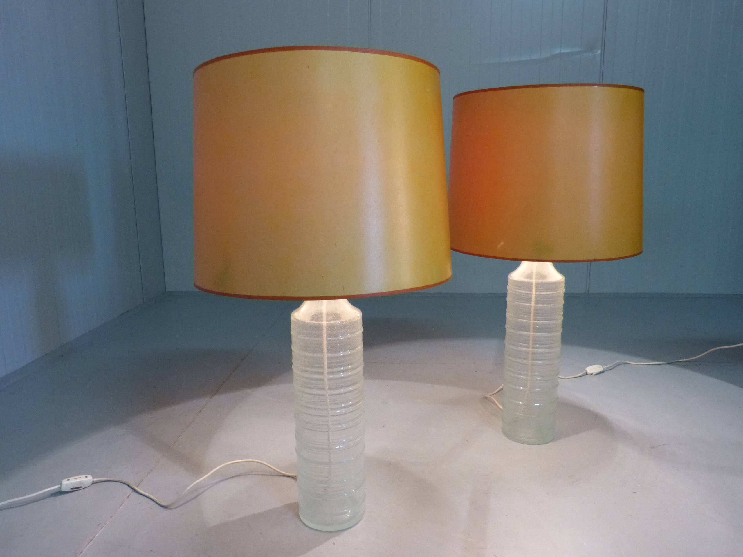 Set of 2 large glass table lamps 1960’s