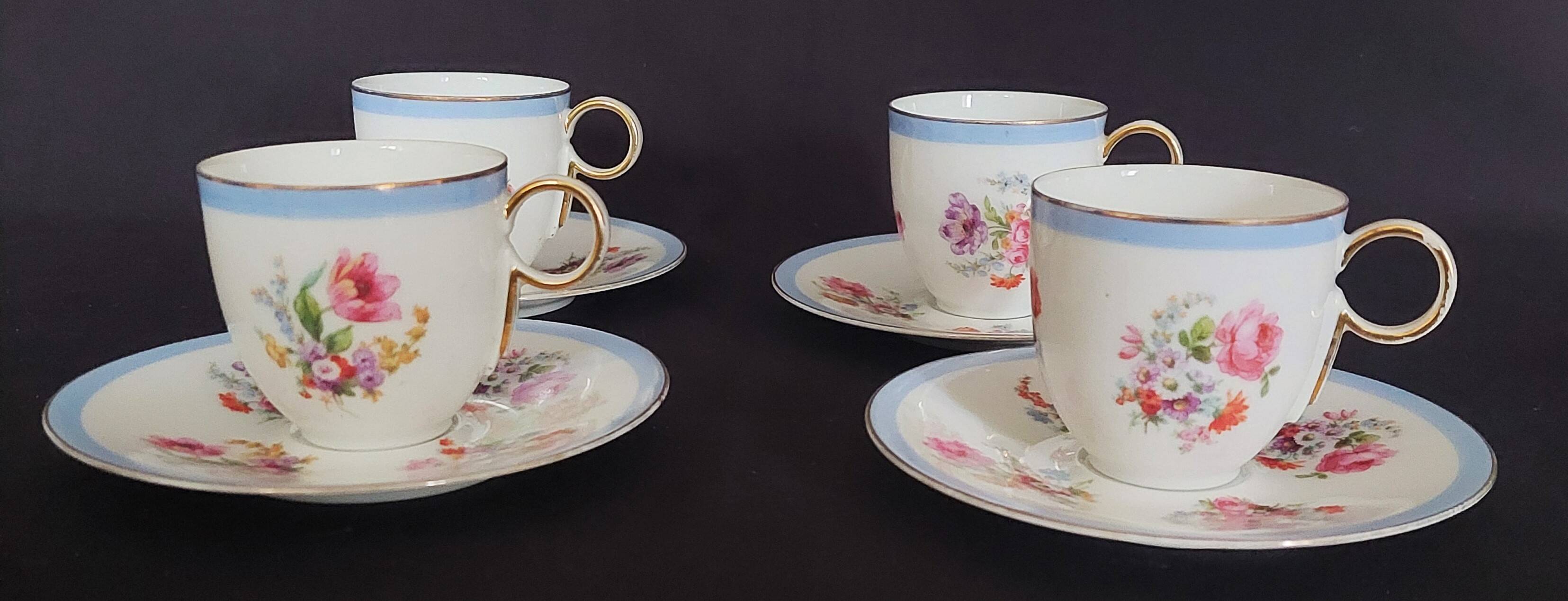 Epiag porcelain coffee cups Czechoslovakia floral decor