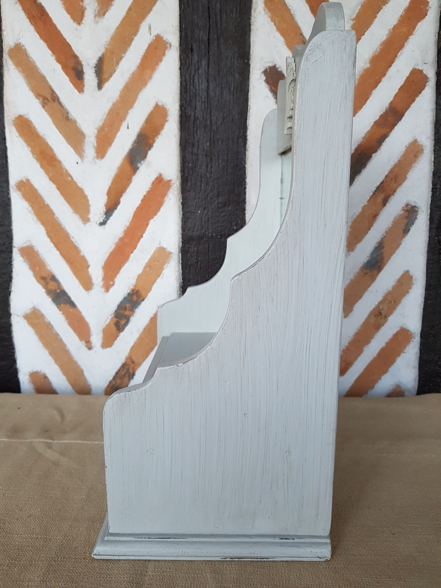 Patinated wooden mirror dressing table