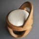 Chaise d'appoint en bois de palmier sculpté à la main, années 1970