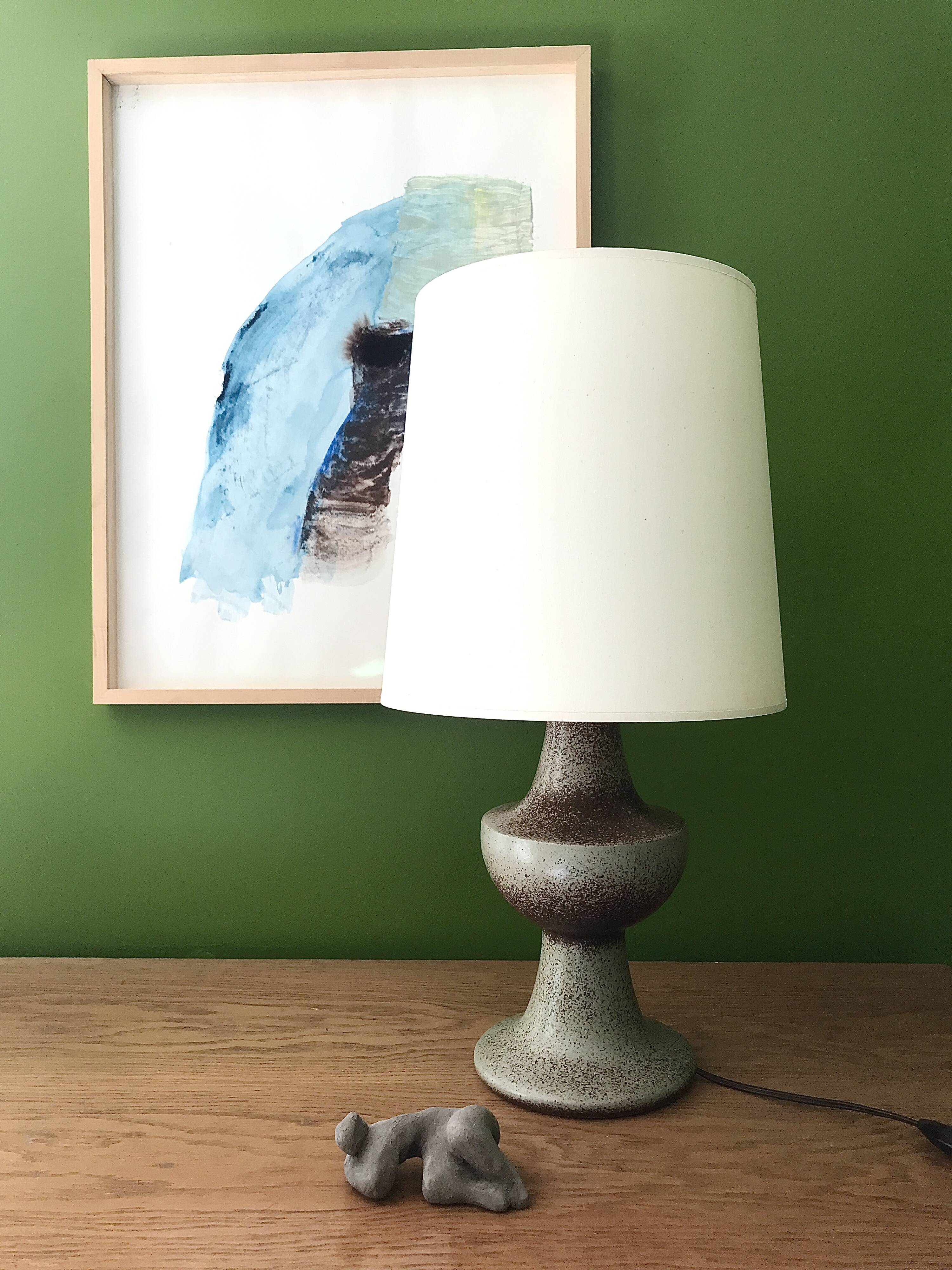 Brutalist table lamp in pyrite stone