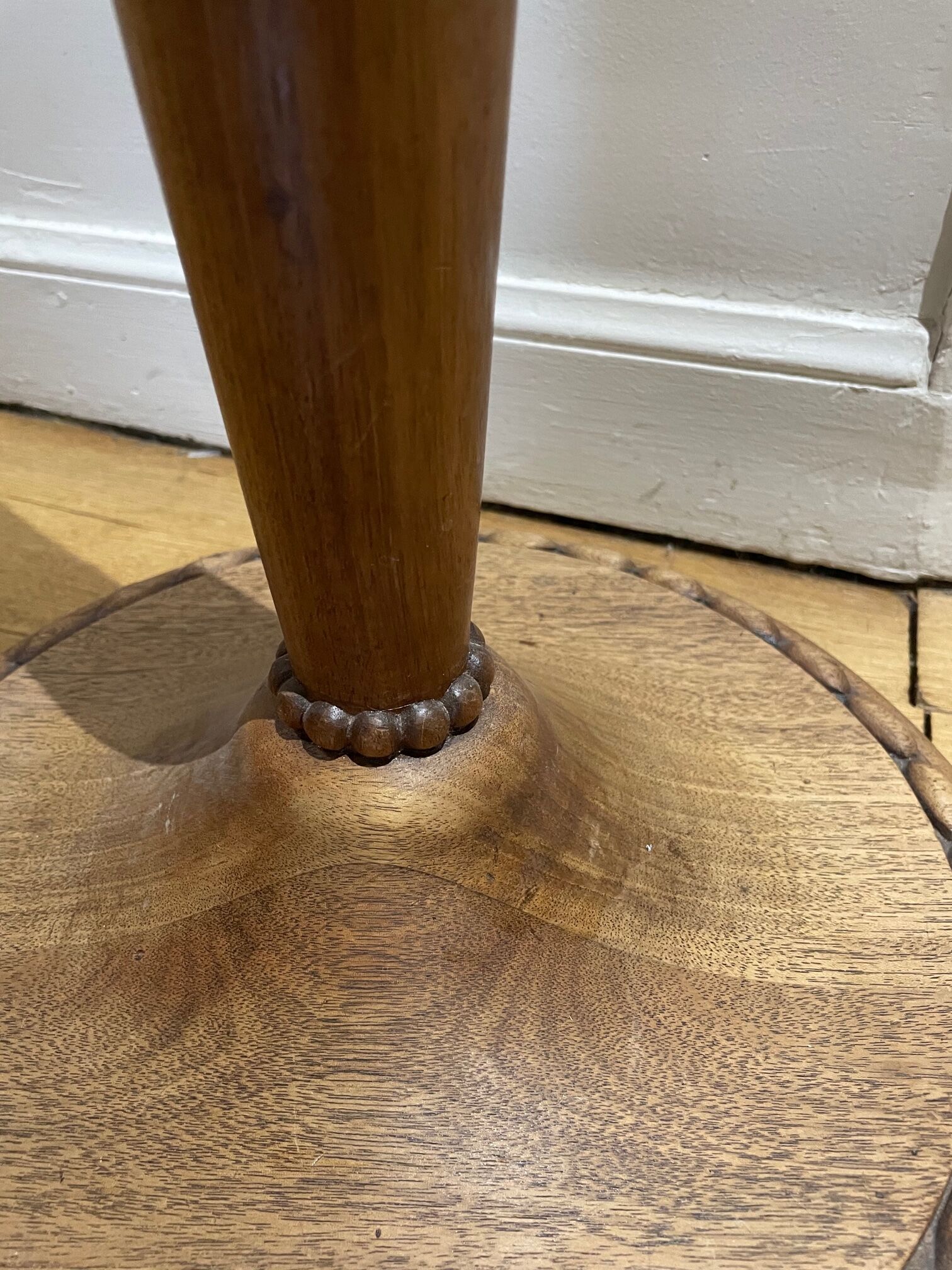 carved wooden floor lamp from the 40s