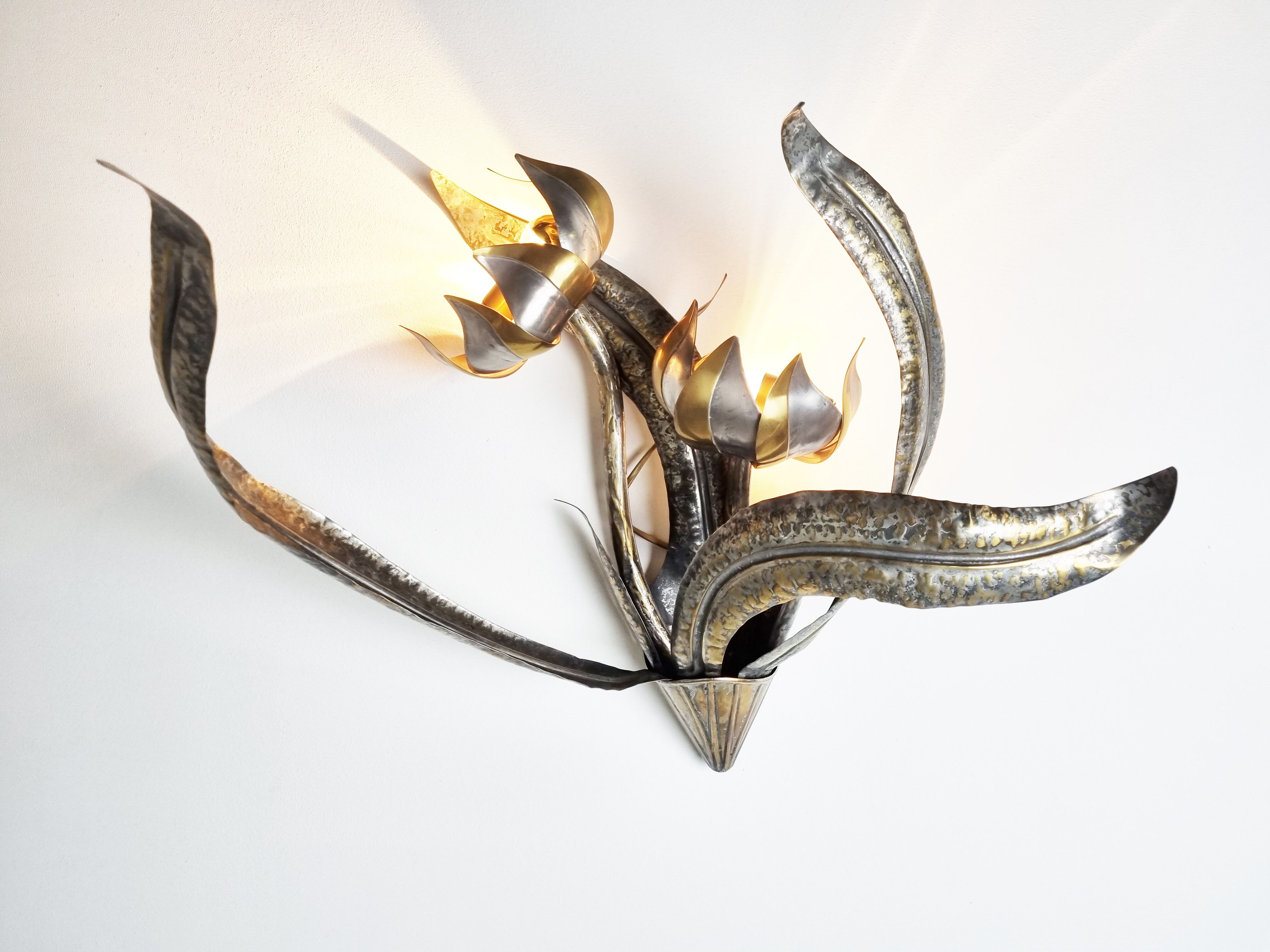 Flower wall lamp by Isabelle & Richard Faure, 1970s