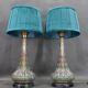 Paire de lampes de table en verre peintes à la main, Tchécoslovaquie années 1960
