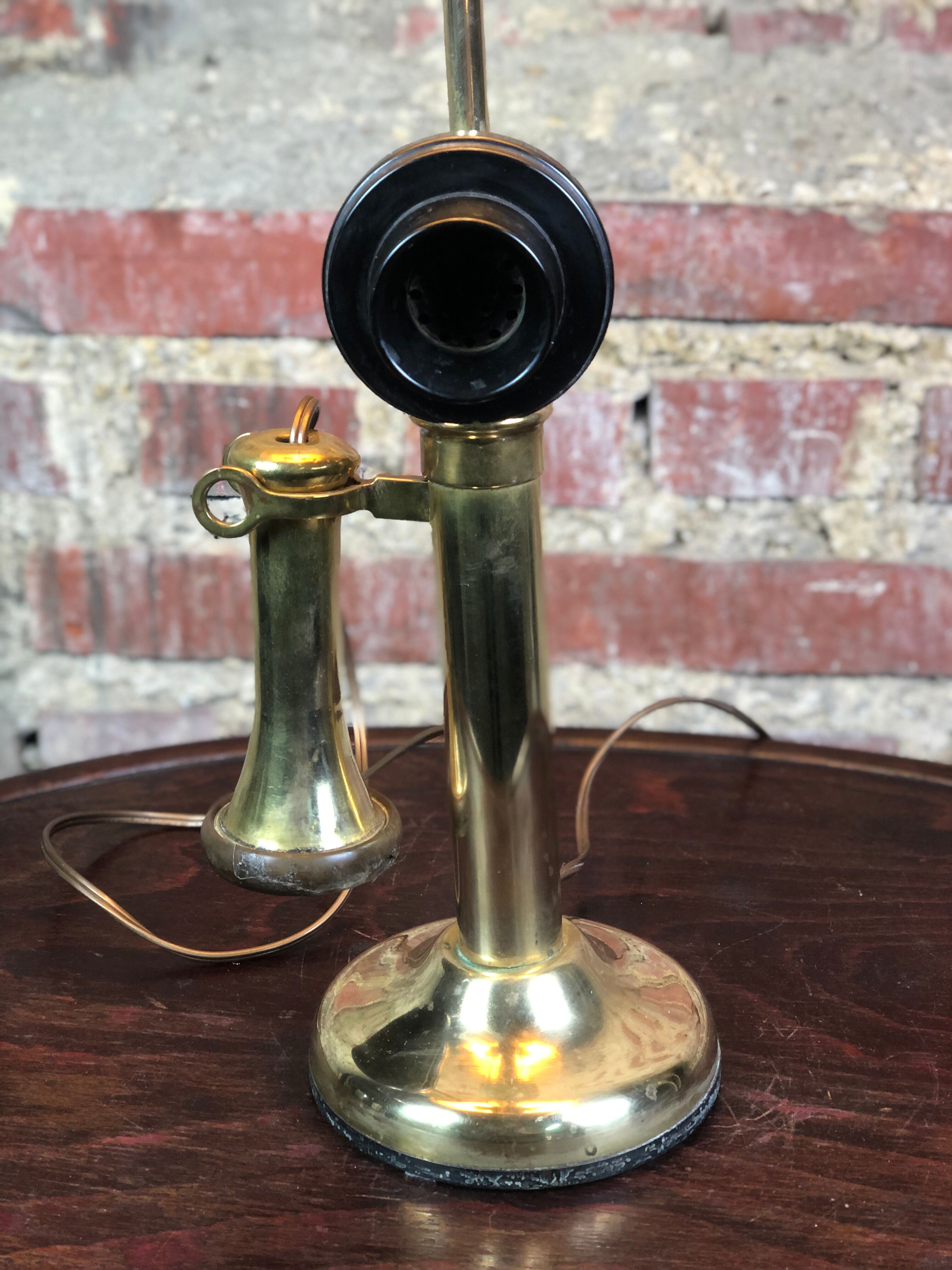 Old copper column telephone lamp 1910s