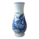 Ceramic Vase Bird Blue Hand-Painted Portugal