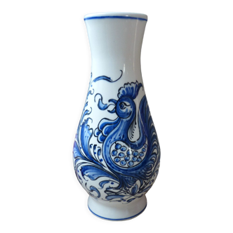 Ceramic Vase Bird Blue Hand-Painted Portugal